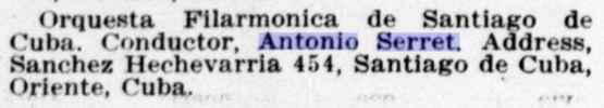 direccion filarmonica  Santiago de Cuba hasta 1953